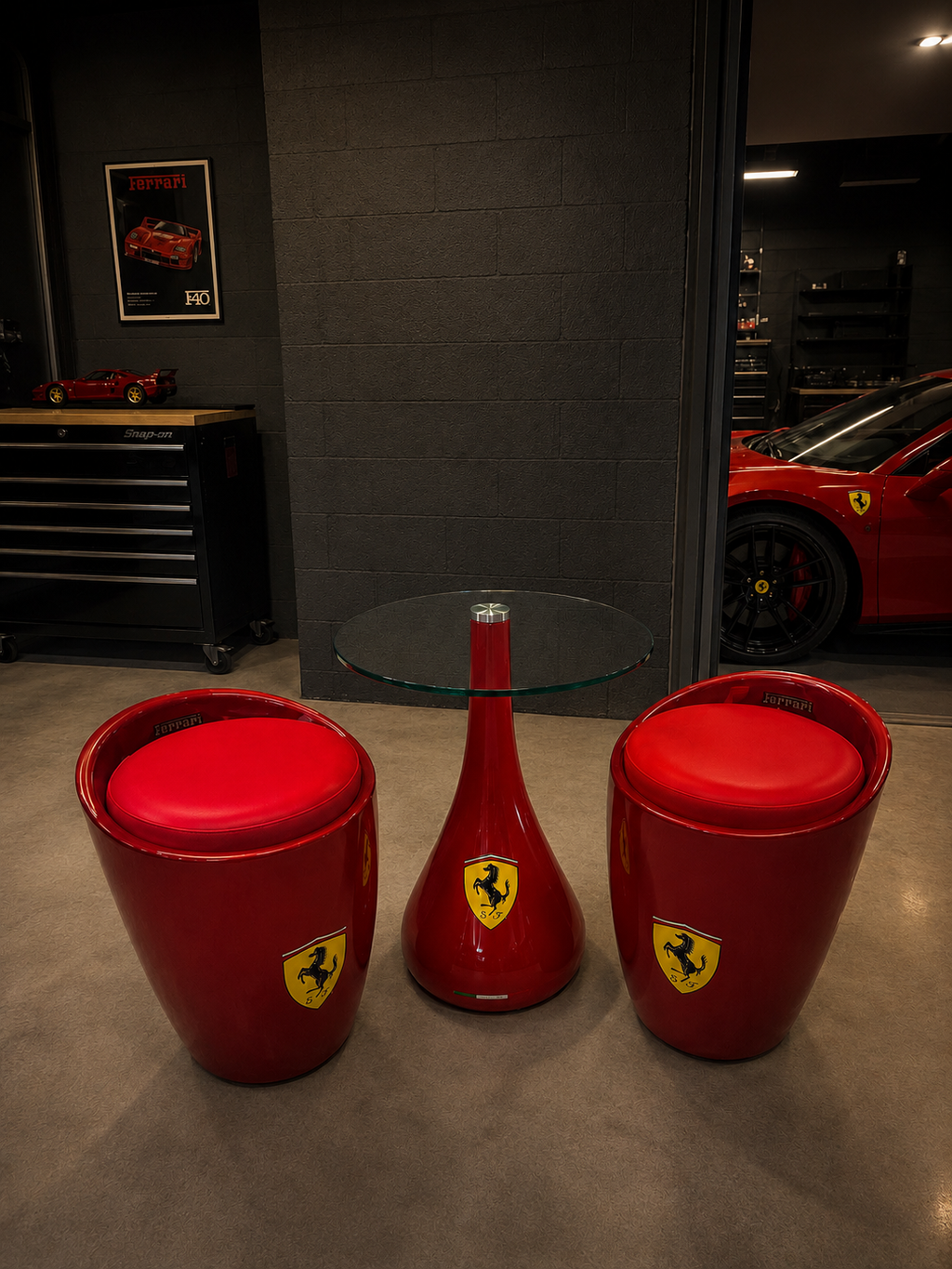 Ferrari table and stools